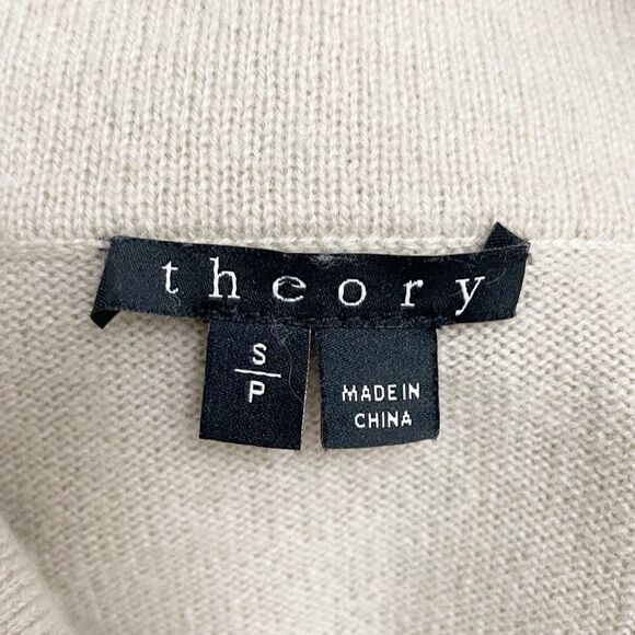 Theory Royal Cashmere Cowl Neck Sweater Light Tan Jumper Turtleneck Size Small - Picture 11 of 15